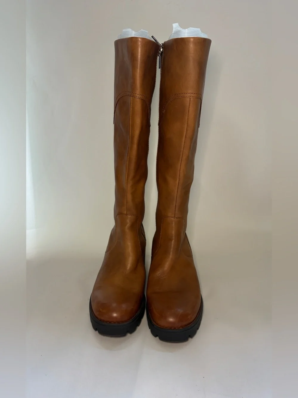 Born Gabriella Brown Leather Knee High Boots Block Heel Lug Sole Women's Size‎ 8